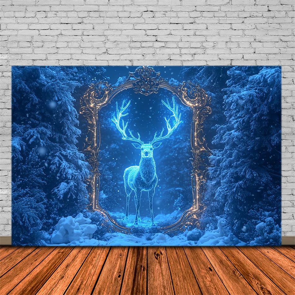 Winter Backdrops Frozen Magic Forest Stag Backdrop MRR7-173