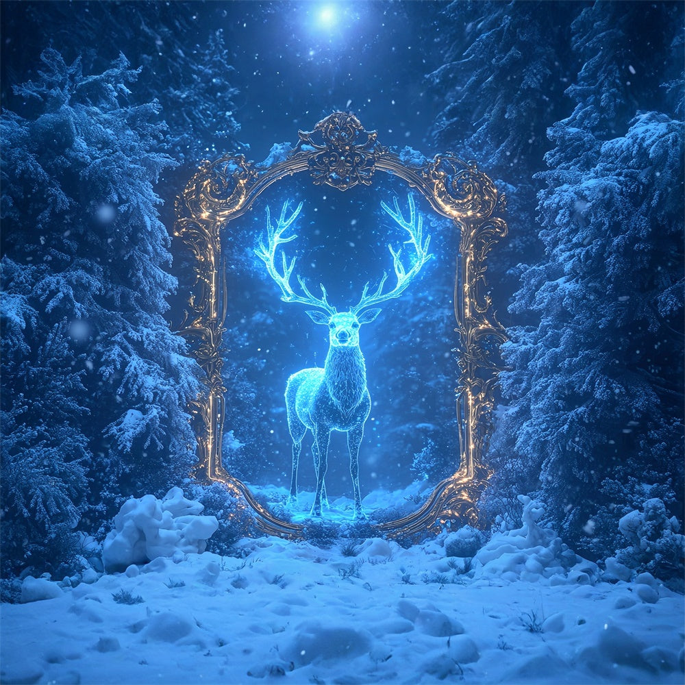 Winter Backdrops Frozen Magic Forest Stag Backdrop MRR7-173