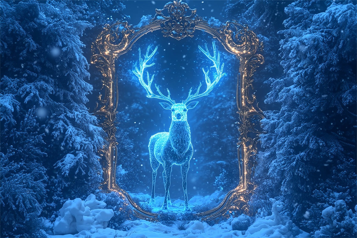 Winter Backdrops Frozen Magic Forest Stag Backdrop MRR7-173