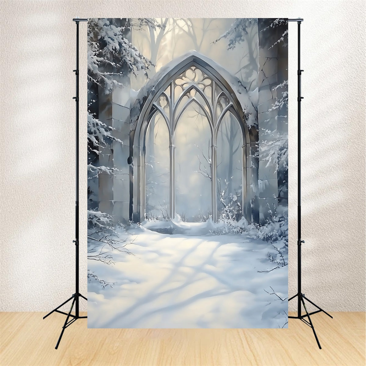 Winter Photo Backdrop Frosted Gothic Arch Backdrop MRR7-179