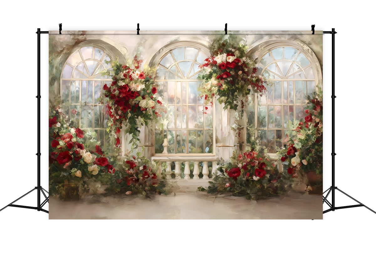 Oil Painting Photography Backdrop Rose Window Backdrop MRR7-198