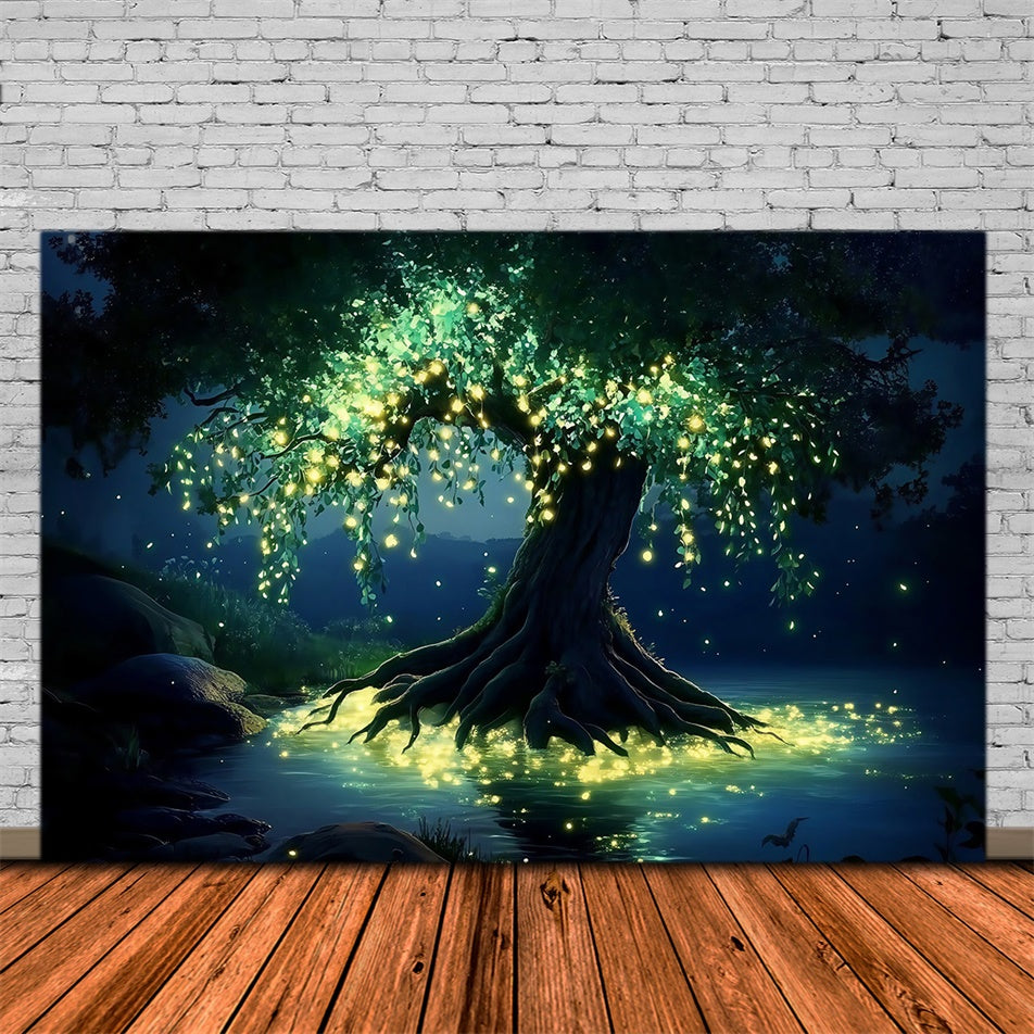 Magical Forest Backdrop Nightlight Serenity Lake Backdrop MRR7-98
