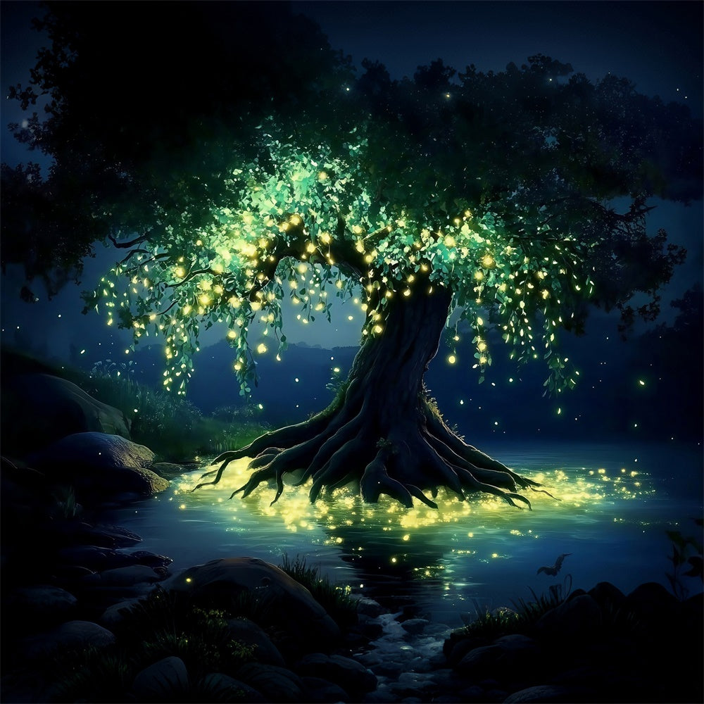 Magical Forest Backdrop Nightlight Serenity Lake Backdrop MRR7-98
