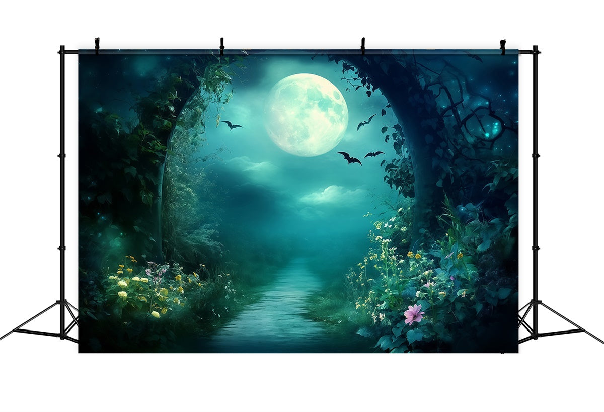 Night Forest Backdrop Midnight Blossom Path Backdrop MRR7-99