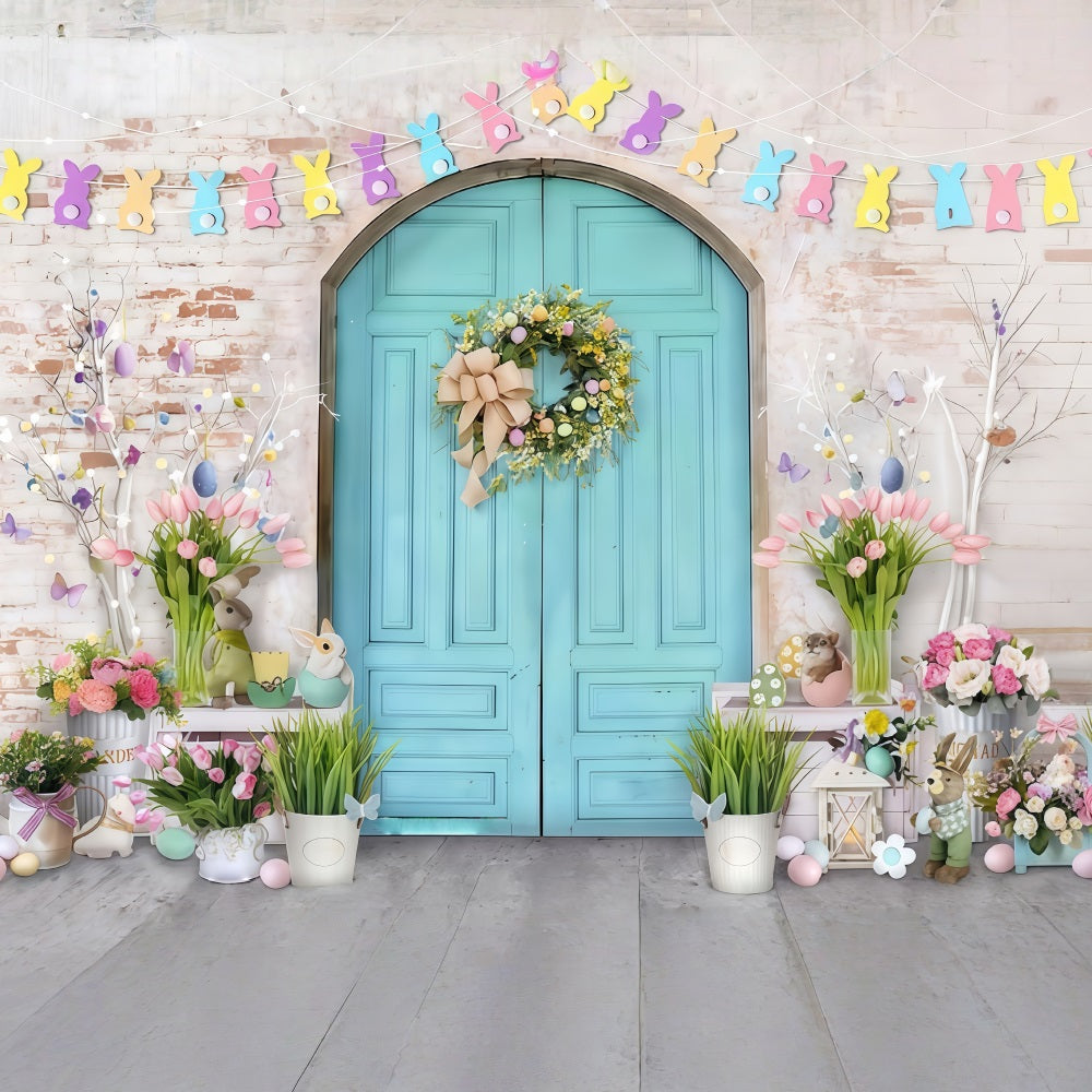 Easter Bunny Backdrop Pastel Bunny Easter Doorway Decor Easter Backdrop MRR9-7