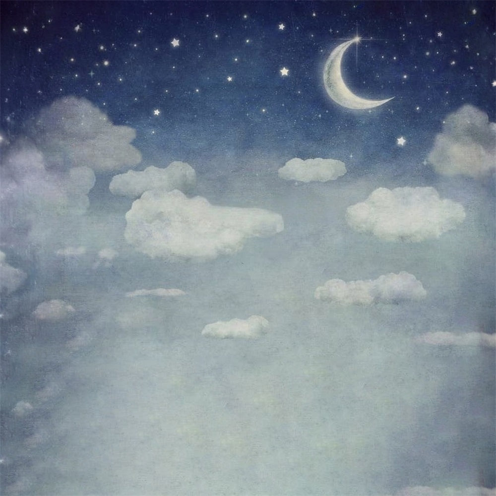 Cloud Backdrop Moonlit Starry Sky Dreamy Clouds Sky Backdrop MRR9-95