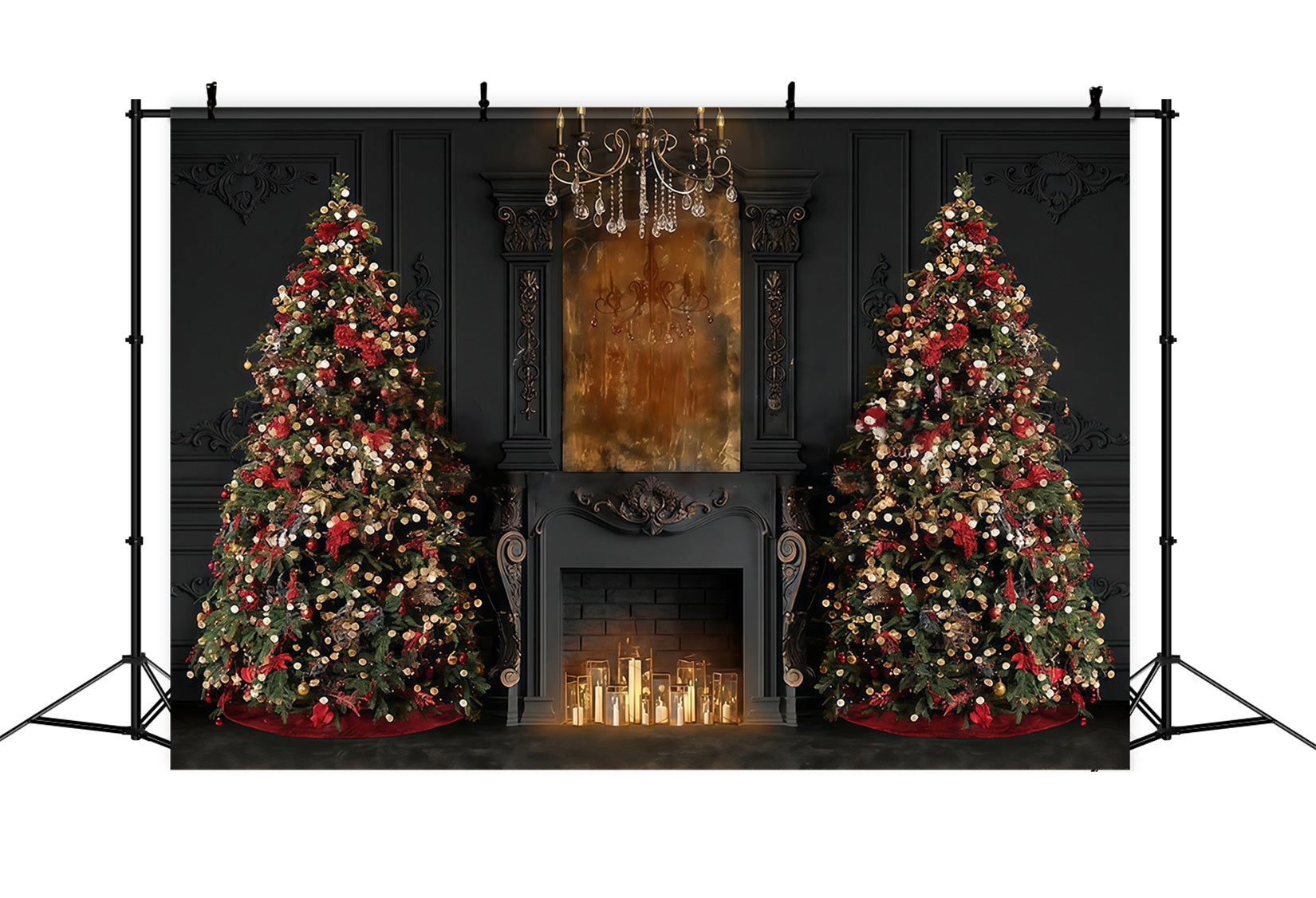Christmas Fireplace Backdrop Elegant Trees Fireplace Glow Christmas Backdrop MRR9-99