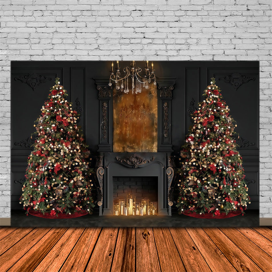 Christmas Fireplace Backdrop Elegant Trees Fireplace Glow Christmas Backdrop MRR9-99