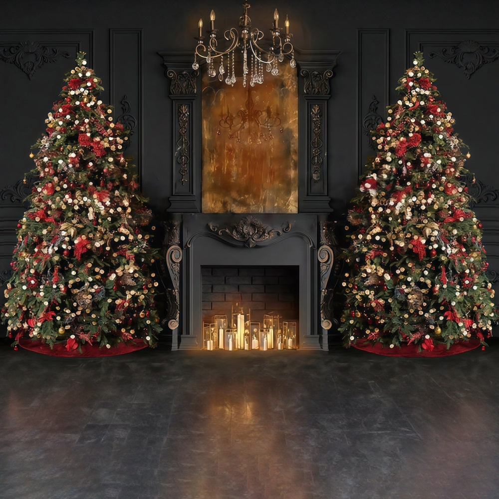 Christmas Fireplace Backdrop Elegant Trees Fireplace Glow Christmas Backdrop MRR9-99