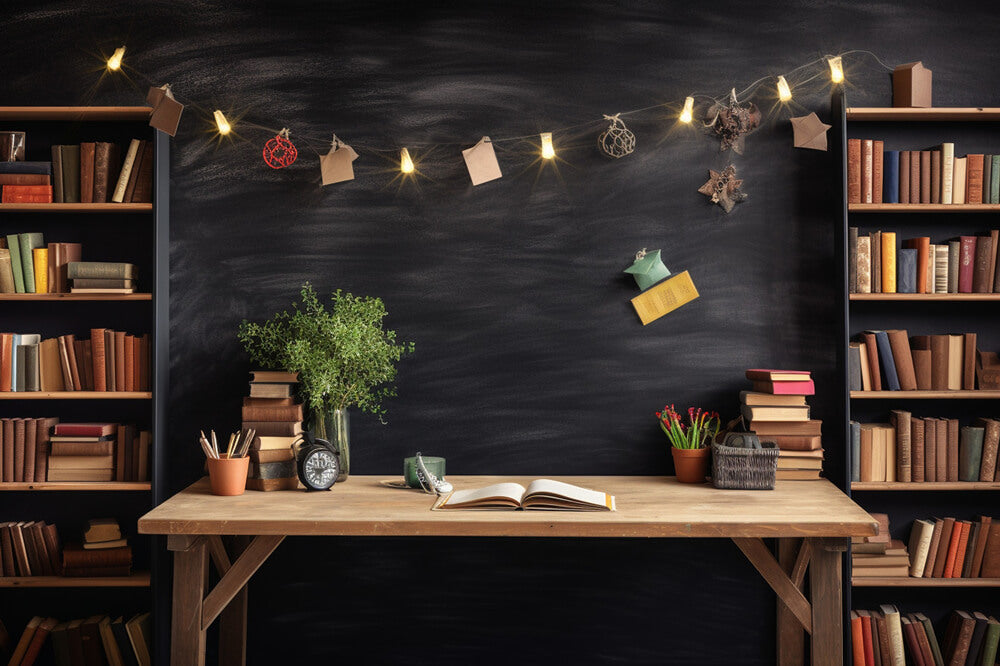 Bookshelf Desk Back to School Theme Backdrop RR6-34