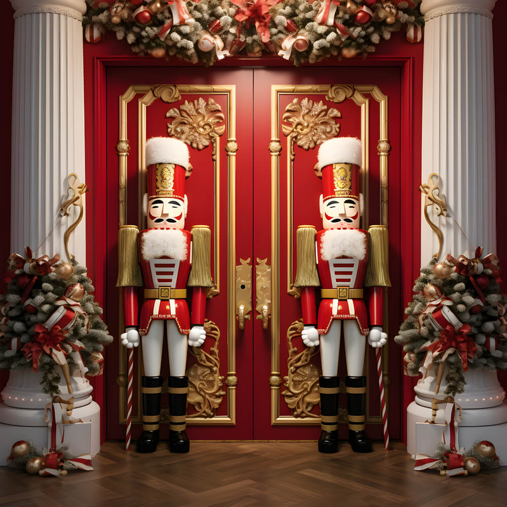 Nutcracker Christmas Trees Door Photography Backdrop RR6-52