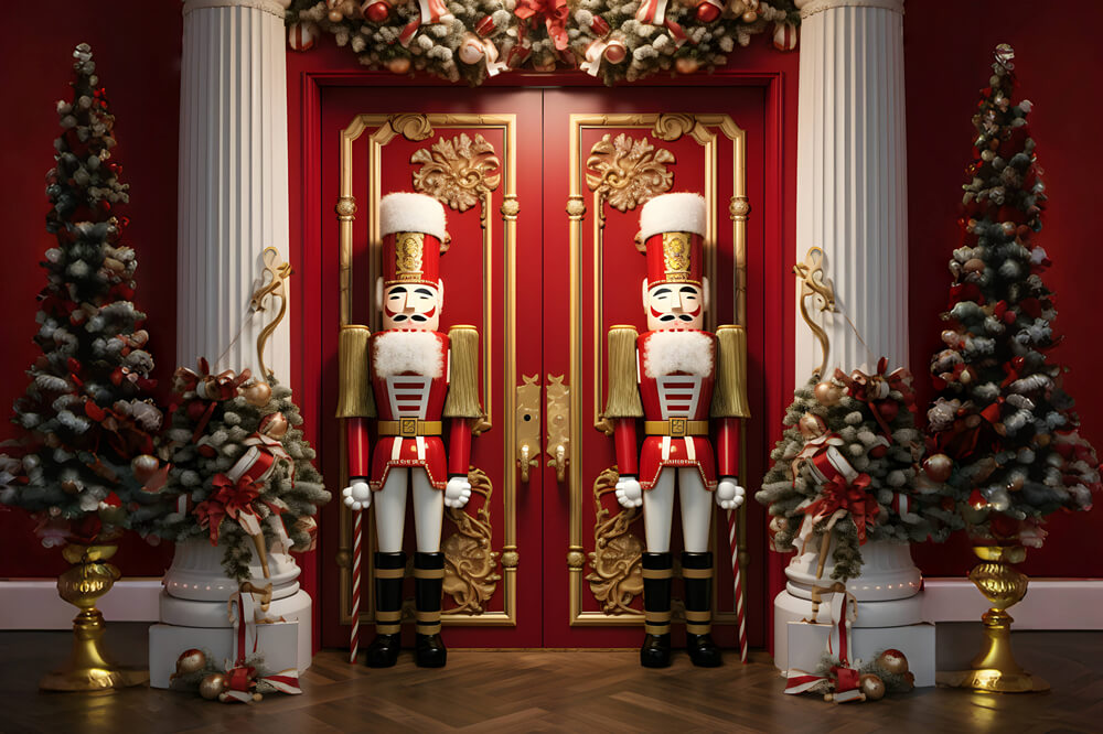 Nutcracker Christmas Trees Door Photography Backdrop RR6-52
