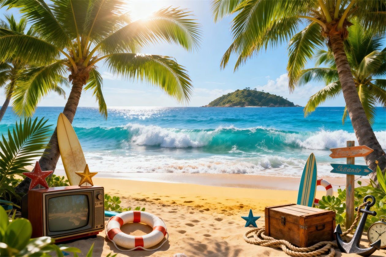 Beach Backdrop Ideas Tropical Ocean Fun Vibes Summer Theme Backdrop Ideas RR61-13