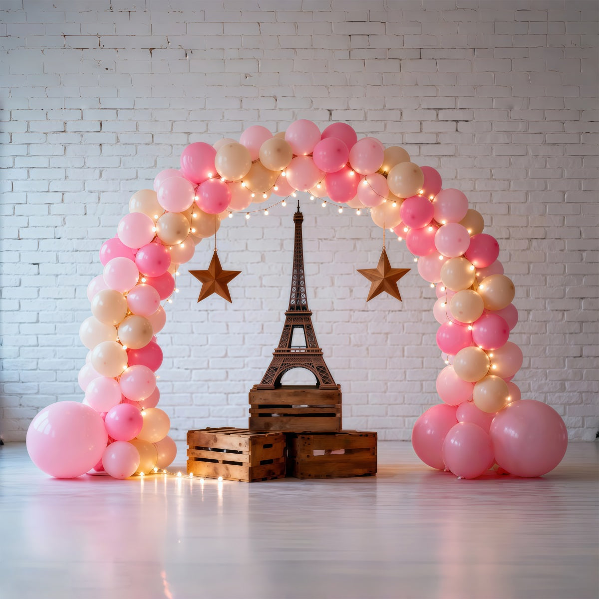 Paris Backdrops Balloon Arch Romantic Display Paris Eiffel Tower Backdrop RR61-37