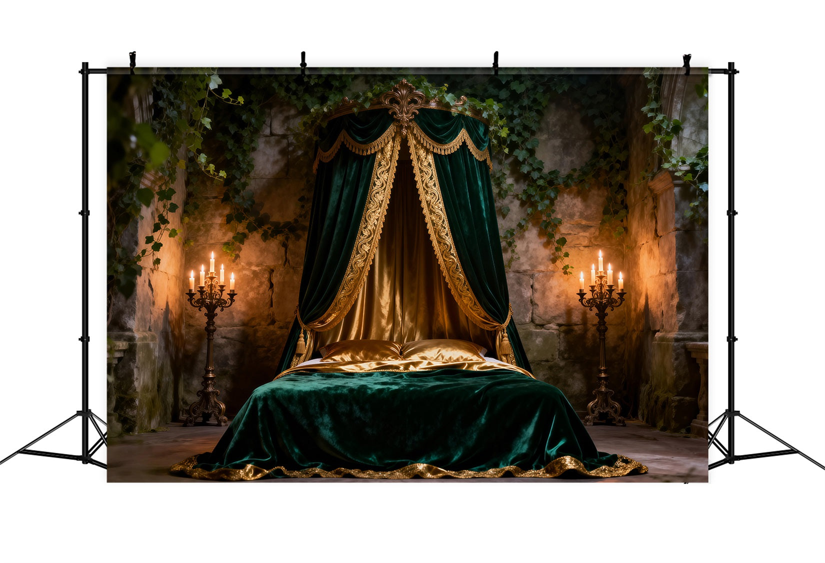 Backdrops for Boudoir Emerald Velvet Canopy Romance Headboard Backdrop Photography RR62-58