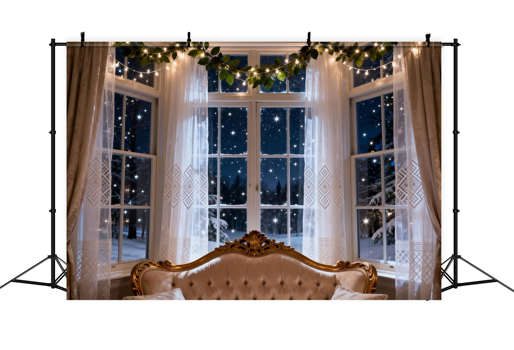 Boudoir Headboard Backdrop Starry Winter Window Glow Boudoir Backdrop Ideas RR62-61