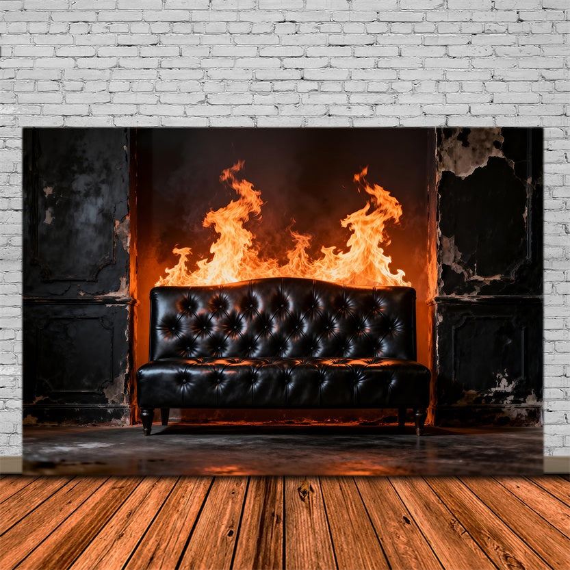 Backdrops for Boudoir Inferno Noir Leather Sofa Antique Photography Backdrops RR62-73