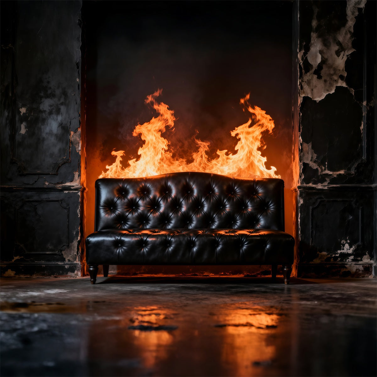 Backdrops for Boudoir Inferno Noir Leather Sofa Antique Photography Backdrops RR62-73