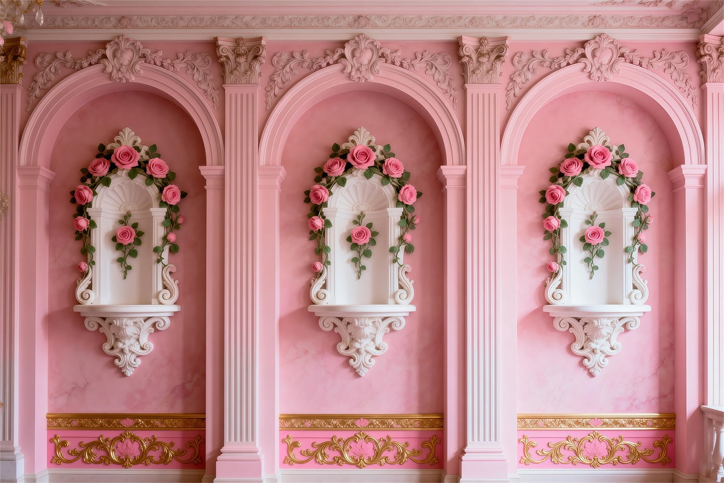 Boudoir Photography Backdrops Blush Rose Alcove Arches Vintage Wall Backdrop RR62-97