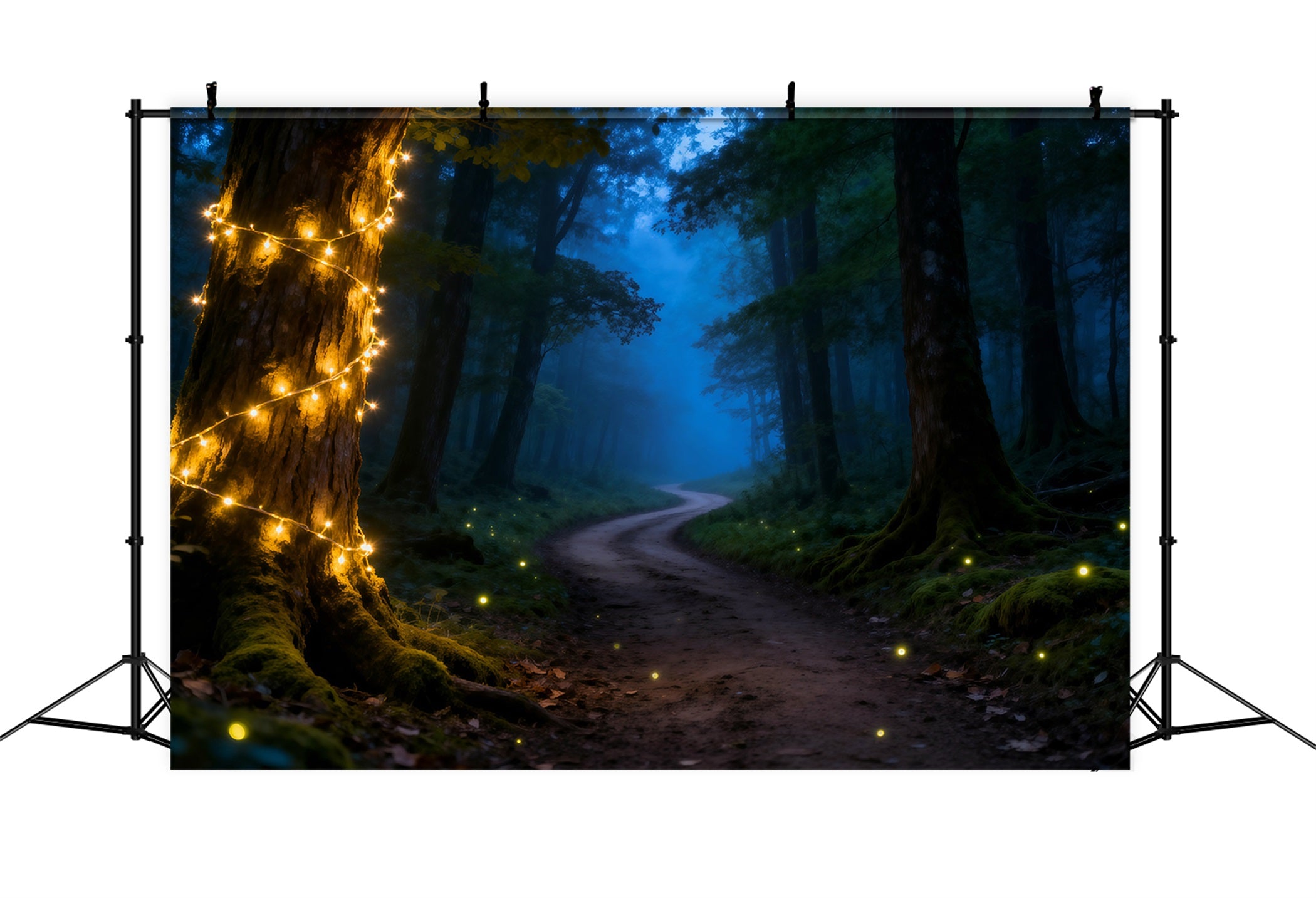 Creepy Forest Backdrop Mystic Night Forest Path Fairy Lights Backdrop Forest Theme RR63-129