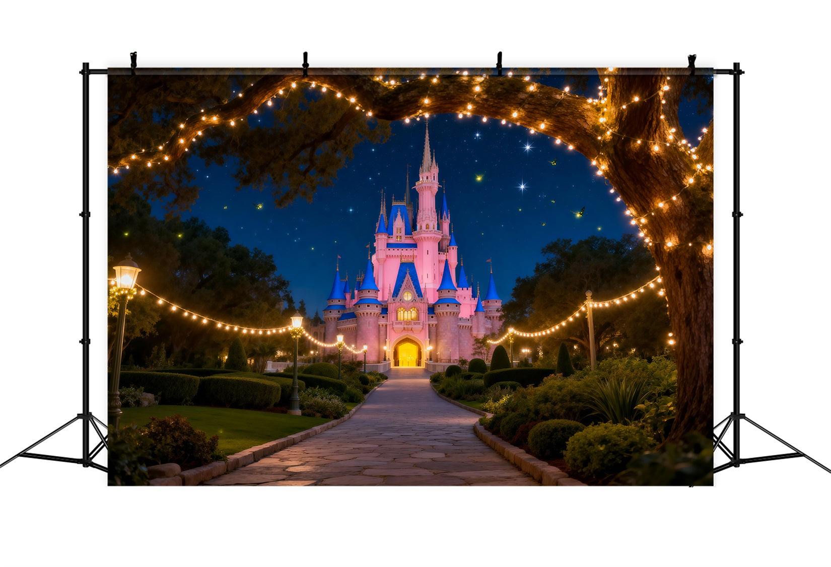 Backdrop Forest Fairytale Castle Night Light Path Forest Backdrops For Photography RR63-132