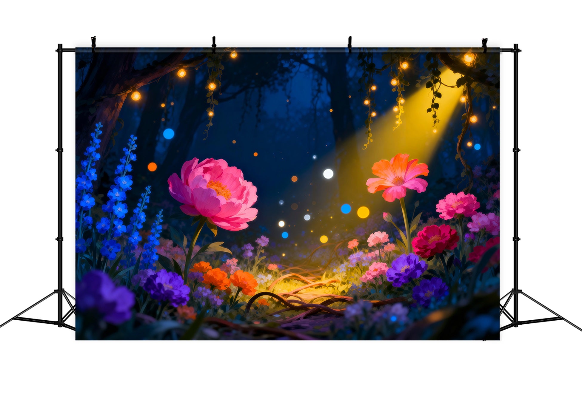 Woodland Forest Backdrop Glowing Wildflower Garden Dream Light Scary Forest Backdrop RR63-142