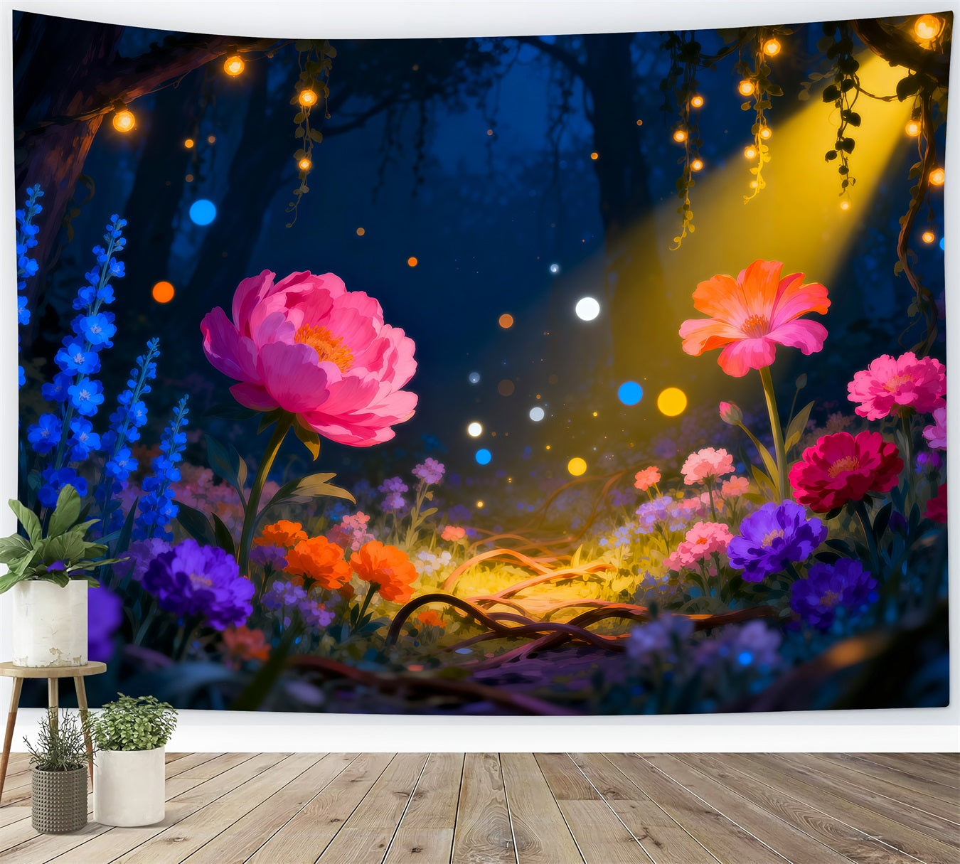 Woodland Forest Backdrop Glowing Wildflower Garden Dream Light Scary Forest Backdrop RR63-142