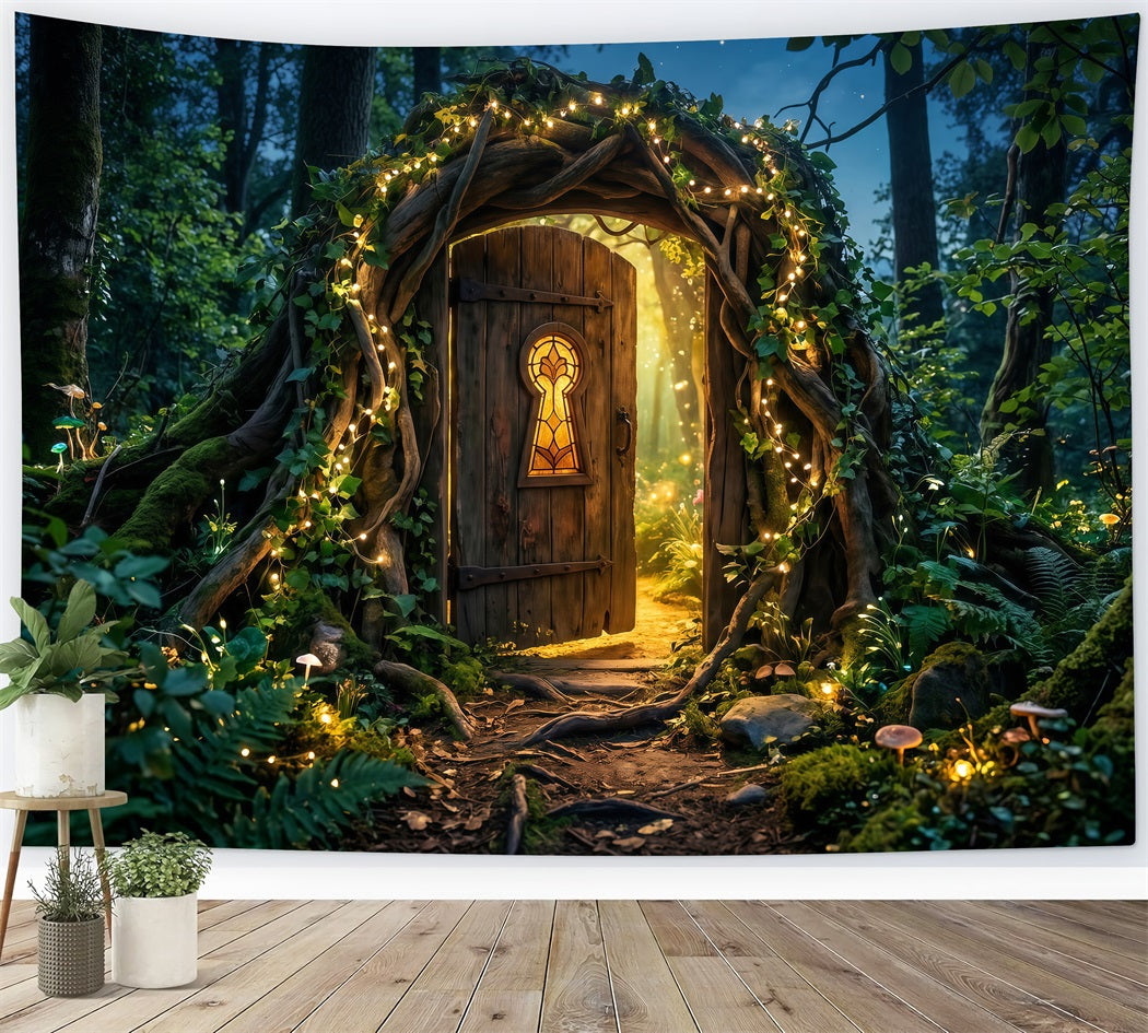 Photography Backdrops Forest Mystic Woodland Doorway Golden Light Entrance Forest Backdrop RR63-155