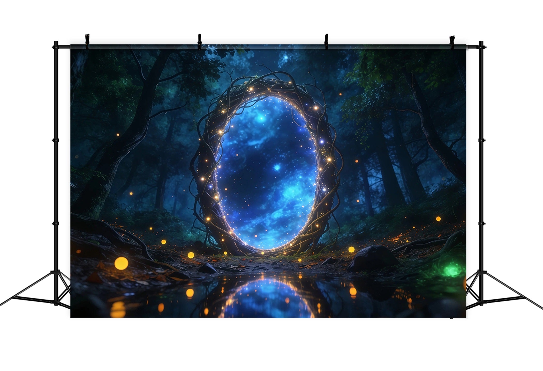 Forest Backdrop Ideas Mystic Light Portal Starry Reflection Pool Forest Photo Backdrop RR63-162