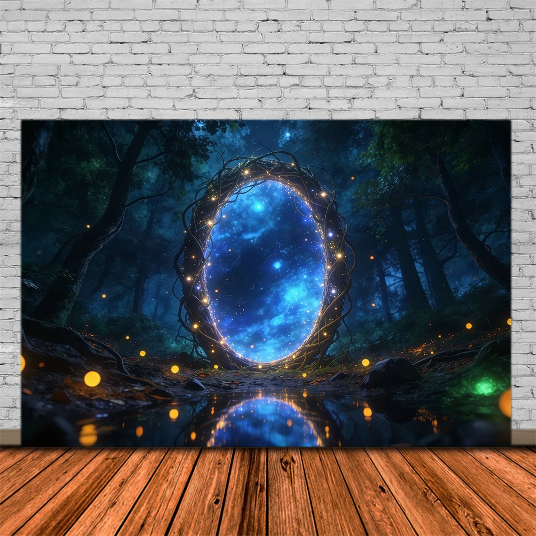Forest Backdrop Ideas Mystic Light Portal Starry Reflection Pool Forest Photo Backdrop RR63-162