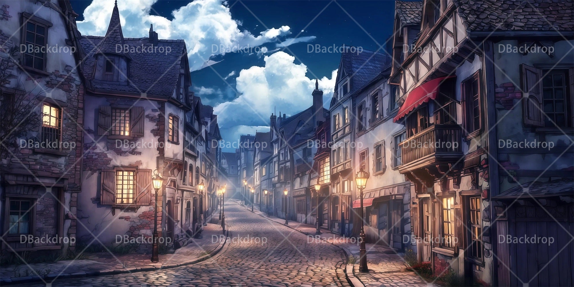 Theater Backdrops Old World Town Square Stage Backdrop Ideas RR65-T84