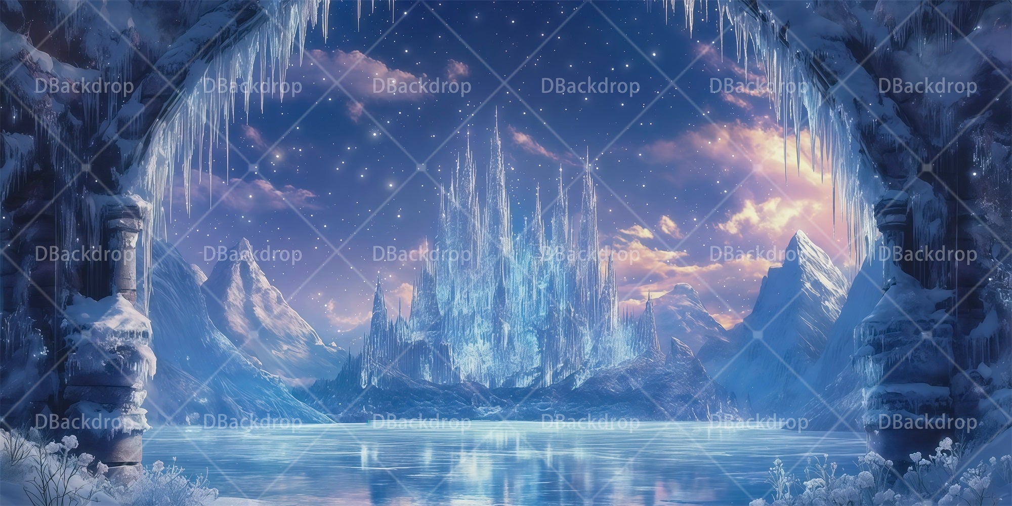 Performance Backdrops Winter Ice Castle School Play Backdrops RR66-T112