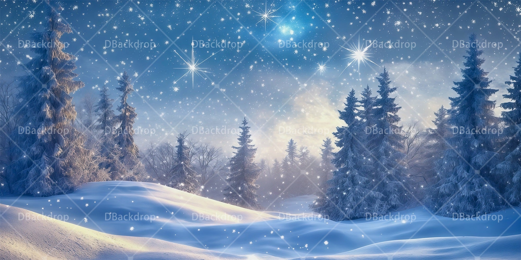 Stage Scenery Backdrops Snowy Starlit Forest Scenic Backdrops RR66-T113