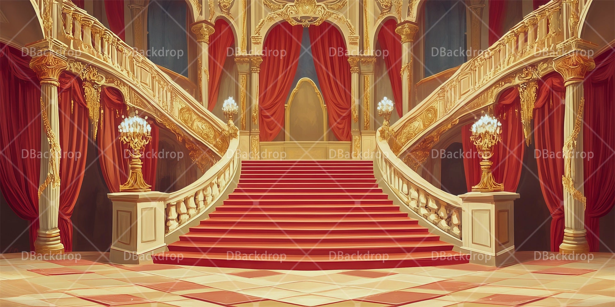 School Play Backdrops Ornate Staircase Theater Stage Backdrop RR66-T121