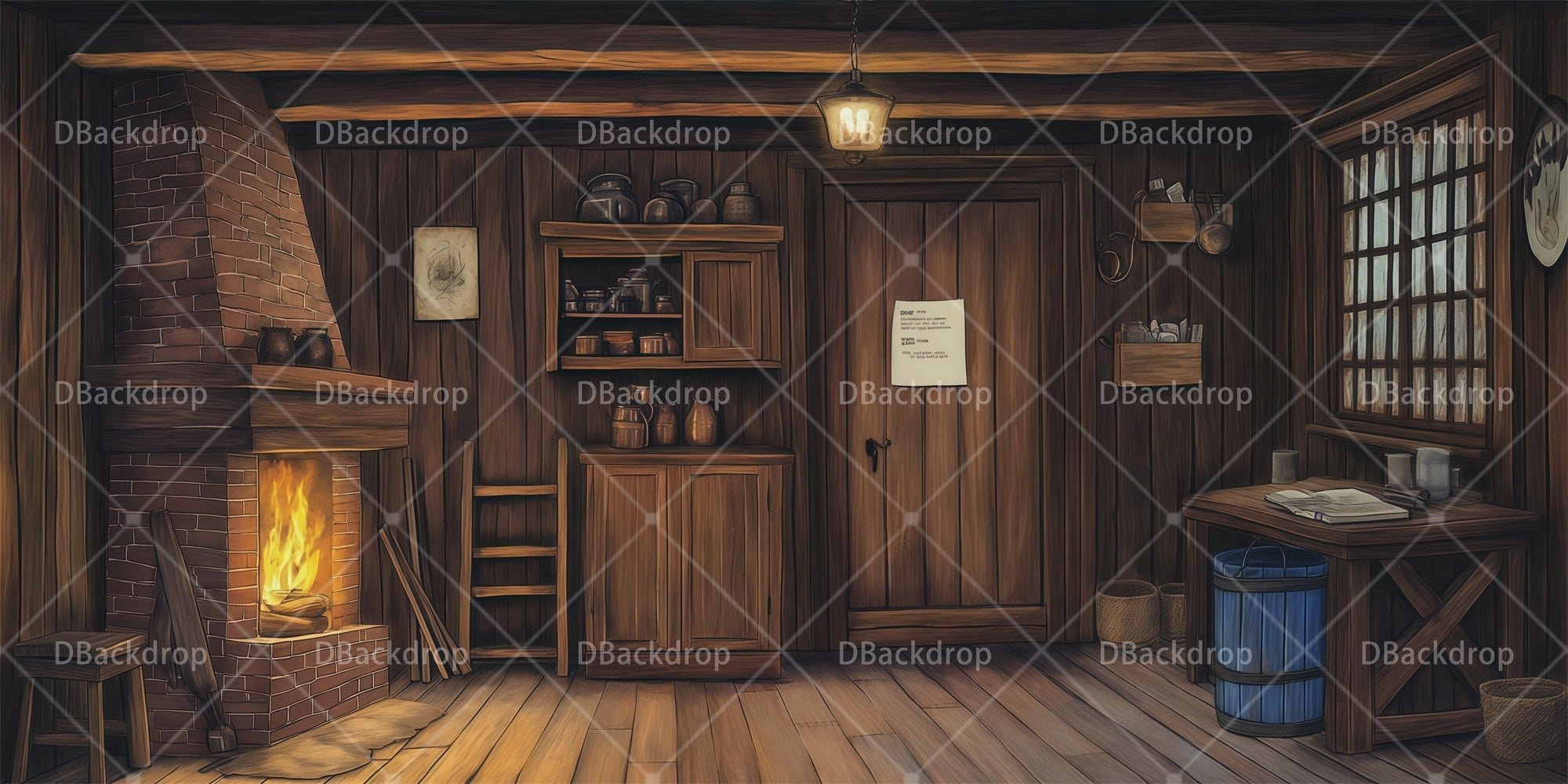 Theater Stage Backdrops Family Cabin School Play Backdrops RR66-T124