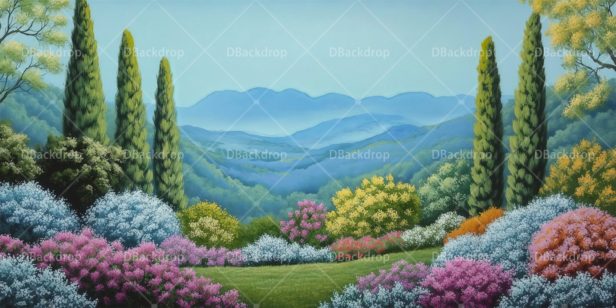 Scenery Backdrops For Theater Colorful Garden Stage Backdrops RR66-T19