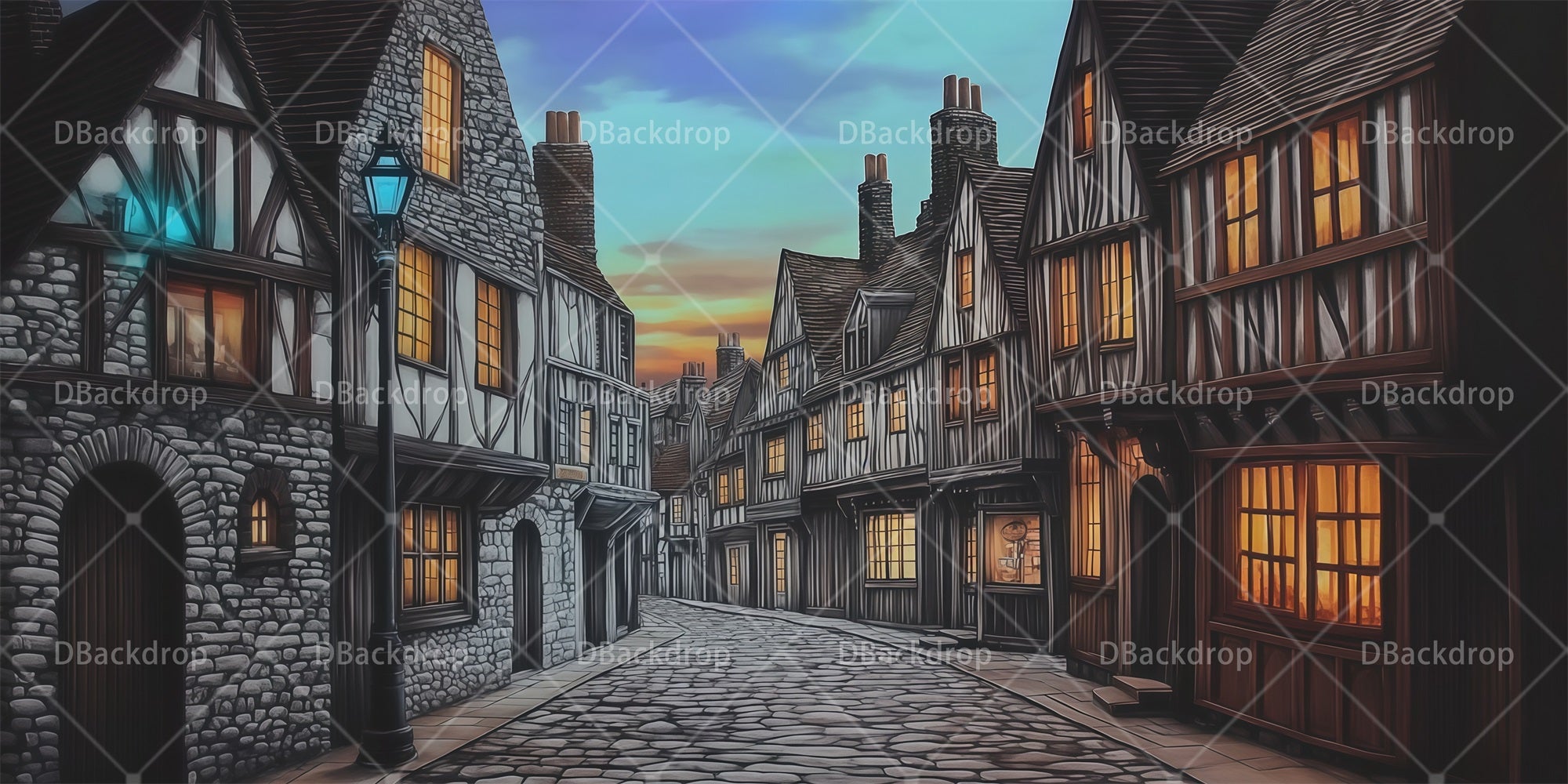 Theater Stage Backdrop Town Streets Performance Backdrop RR66-T32