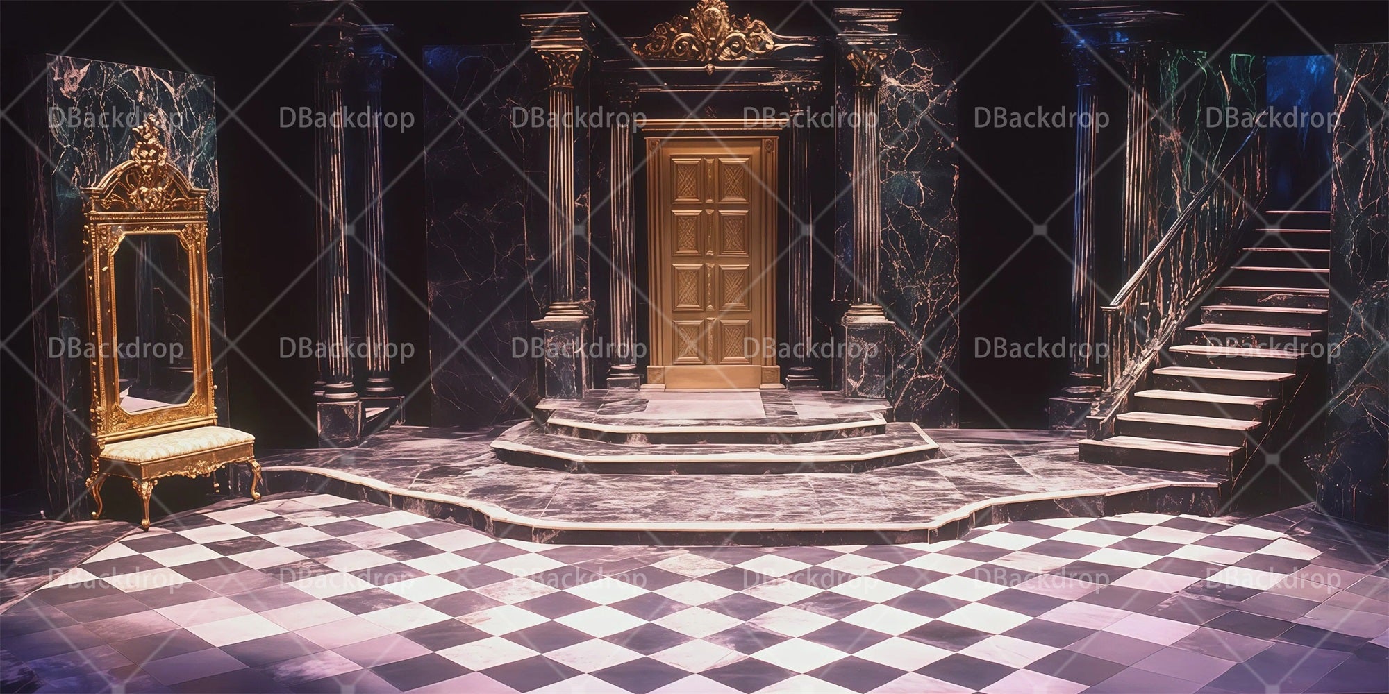 School Play Backdrops Black Marble Foyer Performance Backdrop RR66-T49
