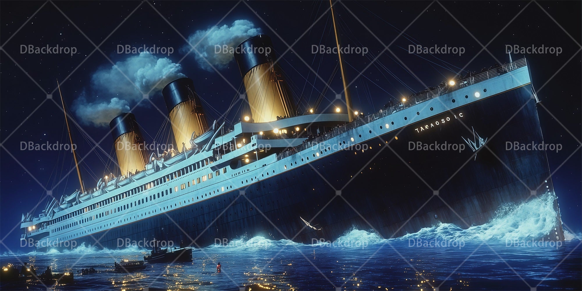 Theater Stage Backdrops Titanic Sinking Night Scenic Backdrops RR66-T65