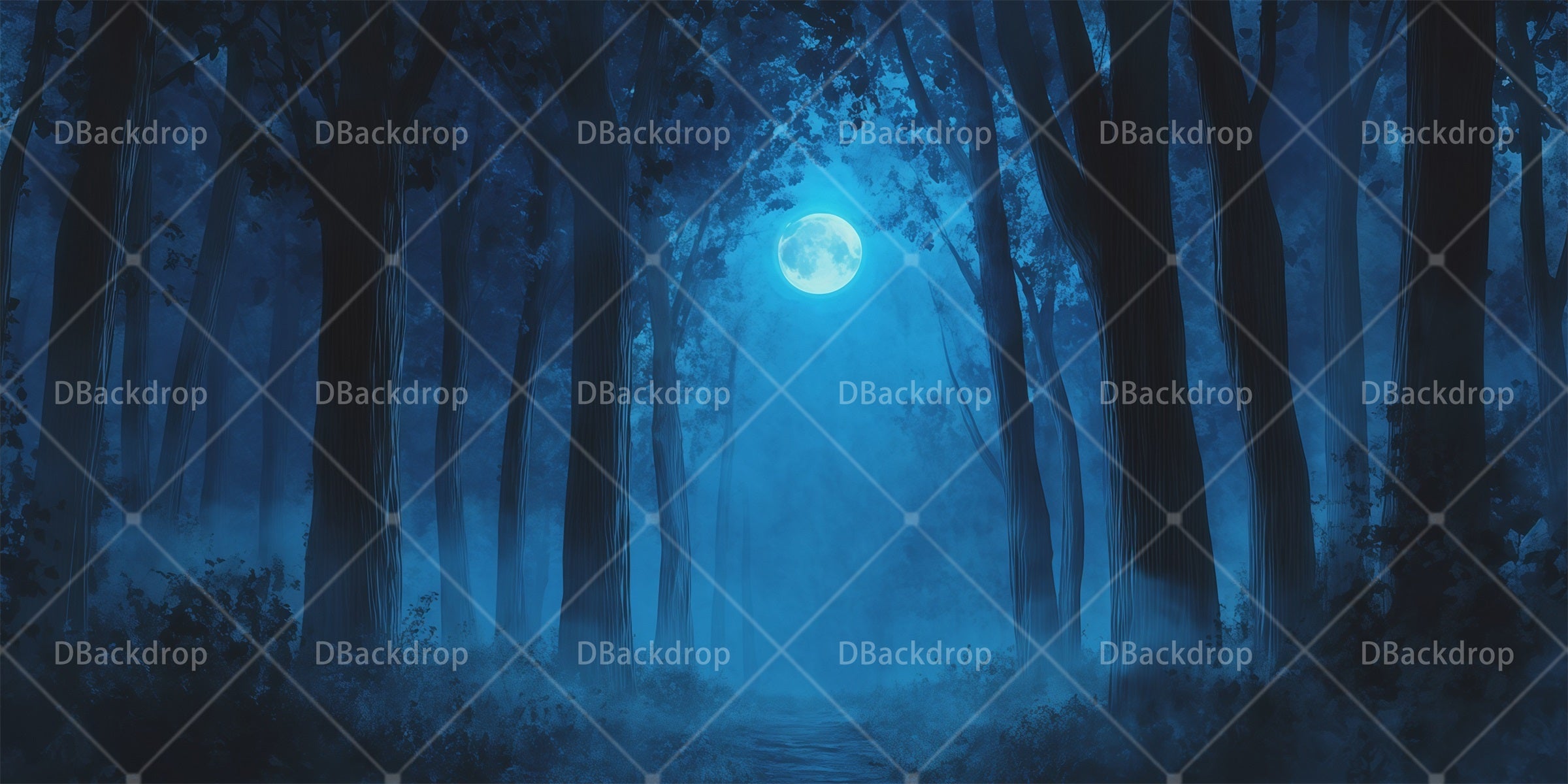 Scenic Backdrops Misty Moonlit Forest Stage Scenery Backdrops RR66-T76