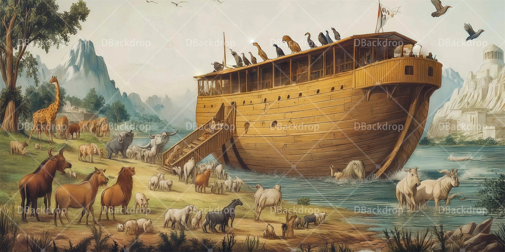 School Play Backdrops Animals Boarding Ark Performance Backdrop RR66-T84