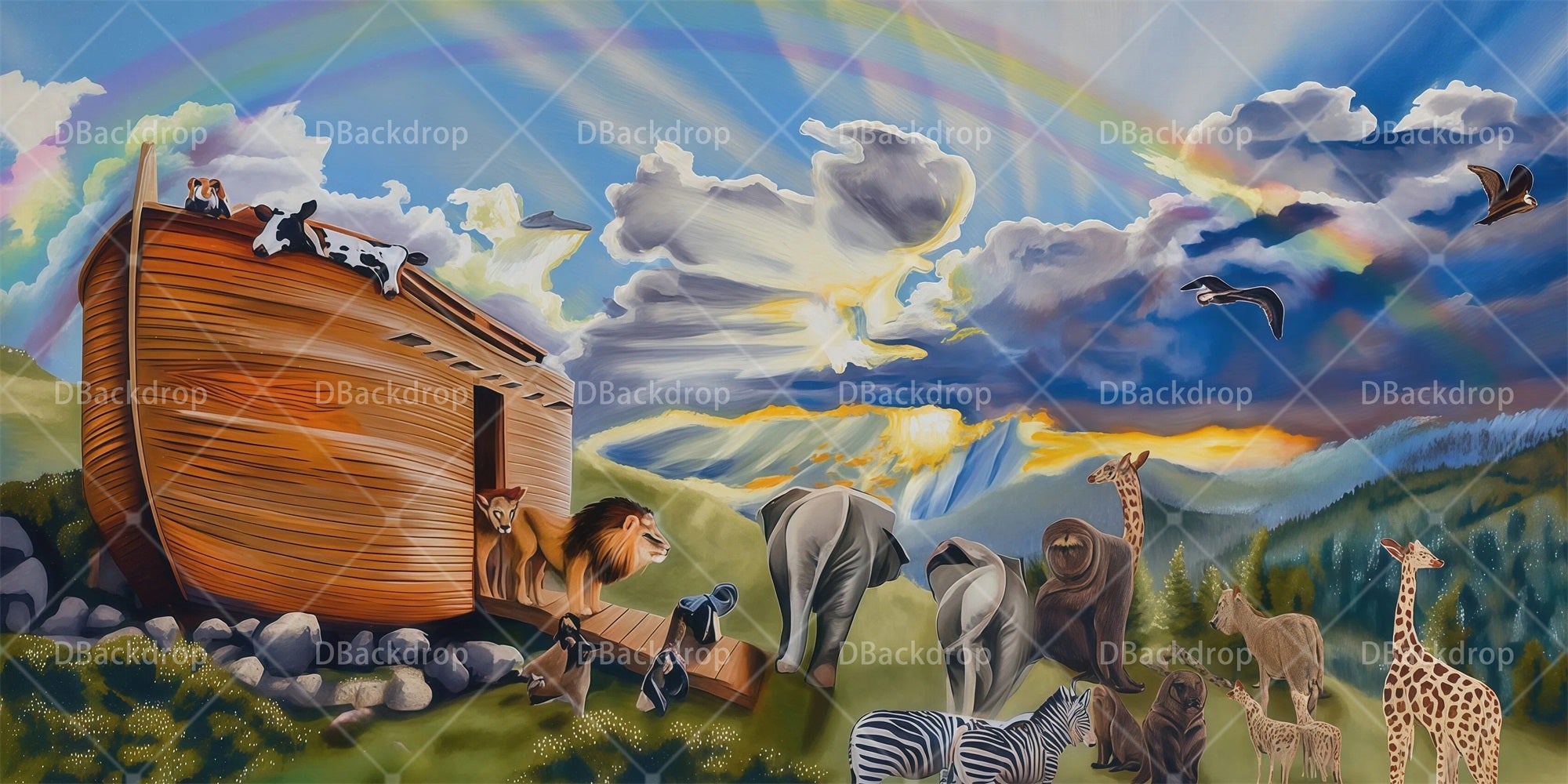 Theater Stage Backdrops Rainbow Ark Landing Movie Theater Backdrop RR66-T90