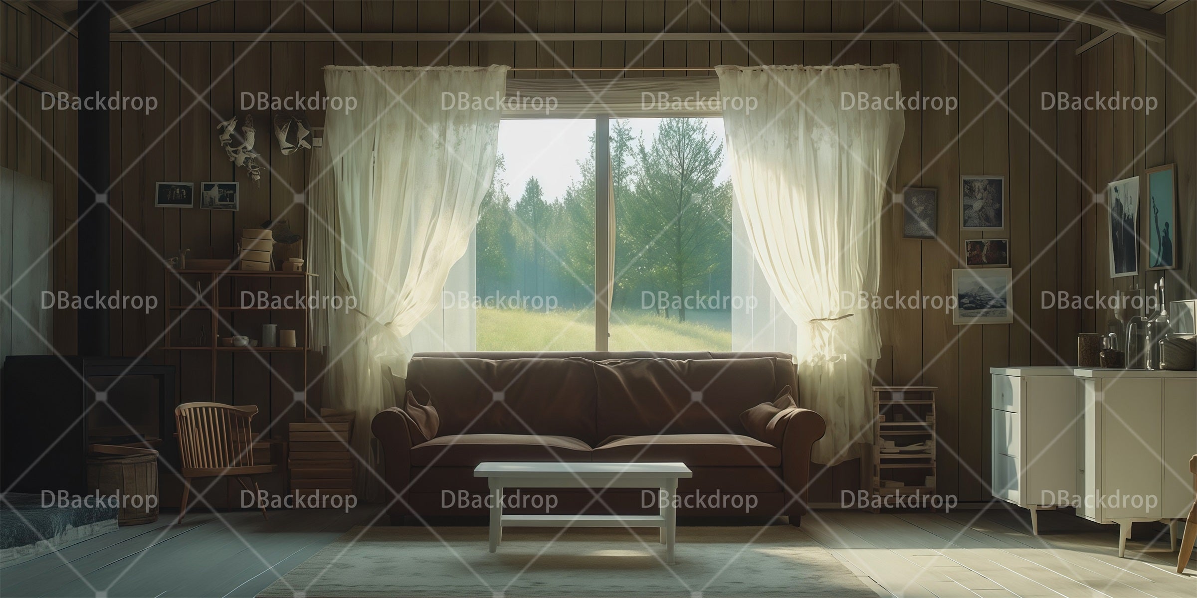 Performance Backdrop Rustic House Interior Theater Stage Backdrops RR66-T99