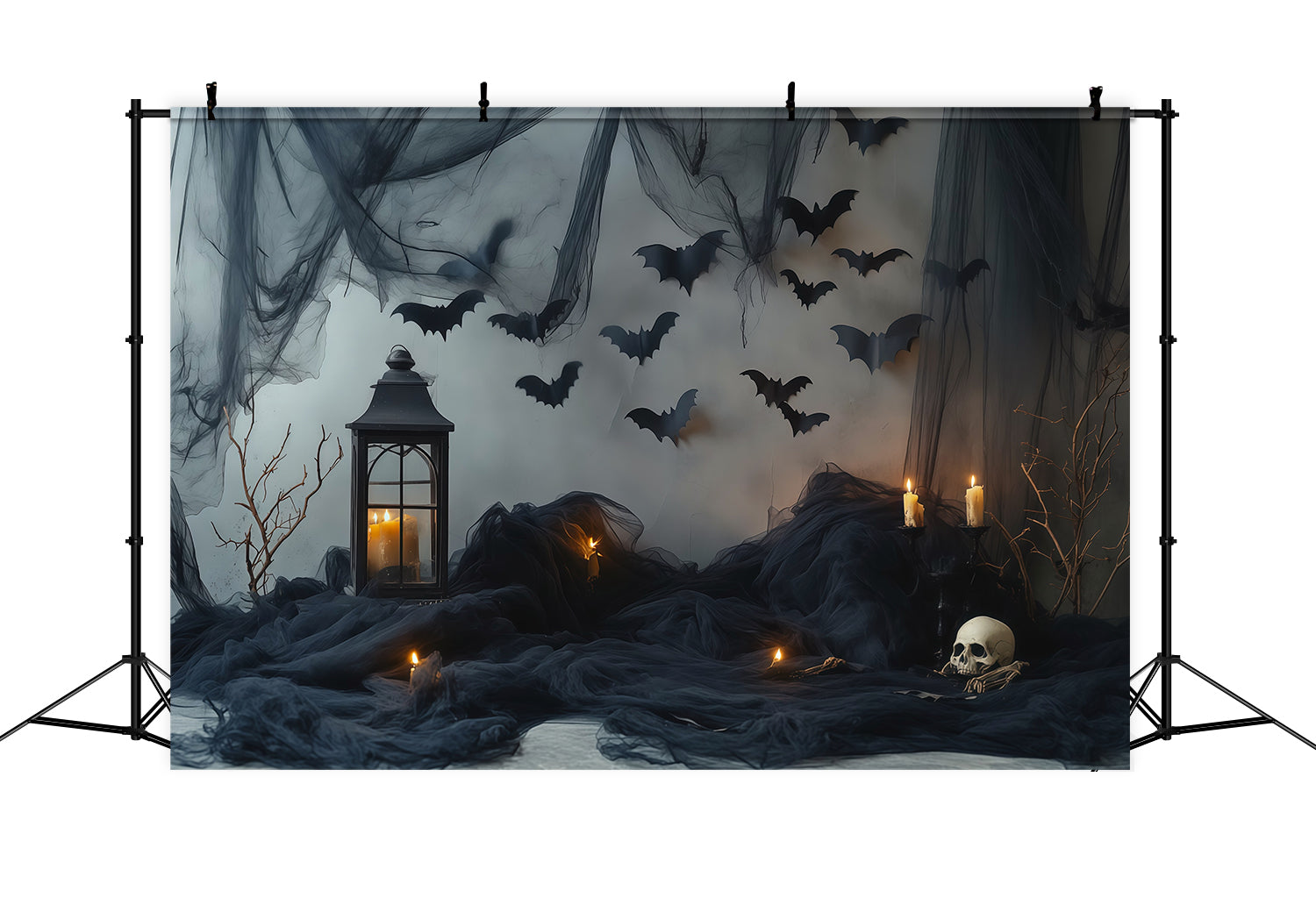 Halloween Backdrop Photos Dark Bat Candle Drapes DIY Halloween Photo Backdrop RR67-100