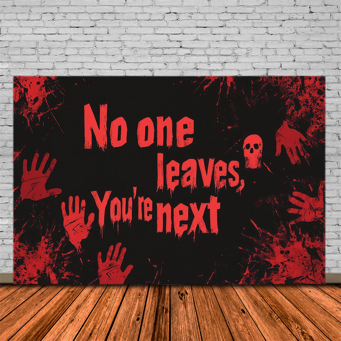 Halloween Bloody Backdrop Ghoic Warning Handprints Wall Halloween Backdrops RR67-102