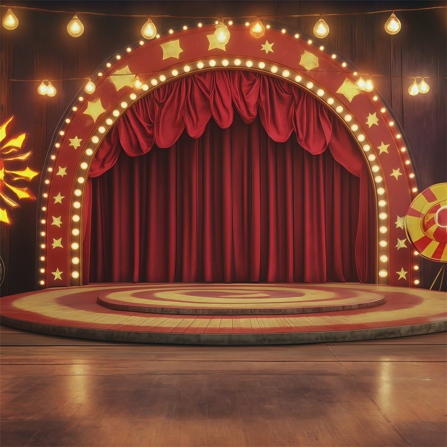 Halloween Stage Backdrop Vintage Circus Curtain Stage Halloween Photography Backdrops RR67-134