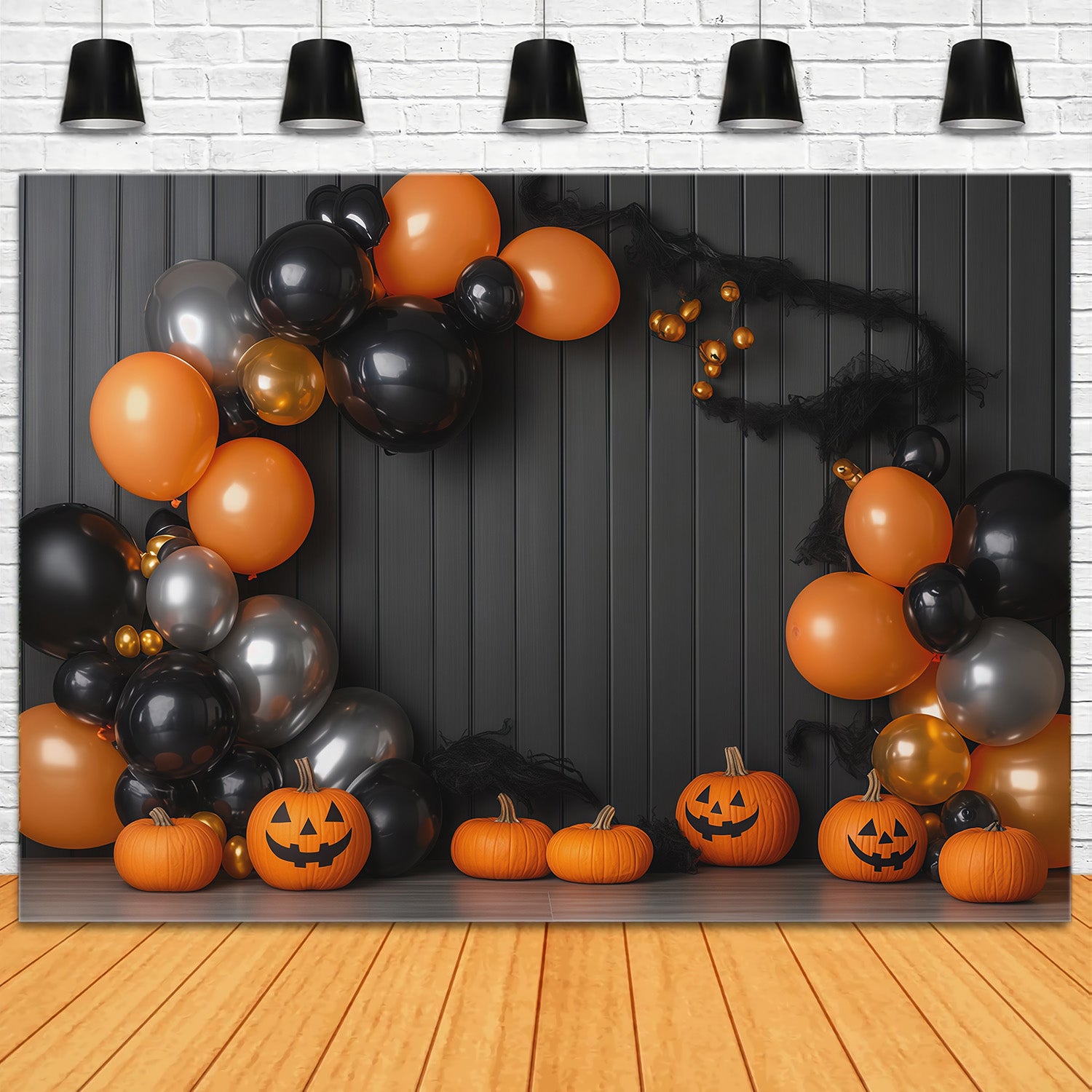 Halloween Backdrop Photos Pumpkin Balloon Party Arch Diy Halloween Photo Backdrop RR67-149