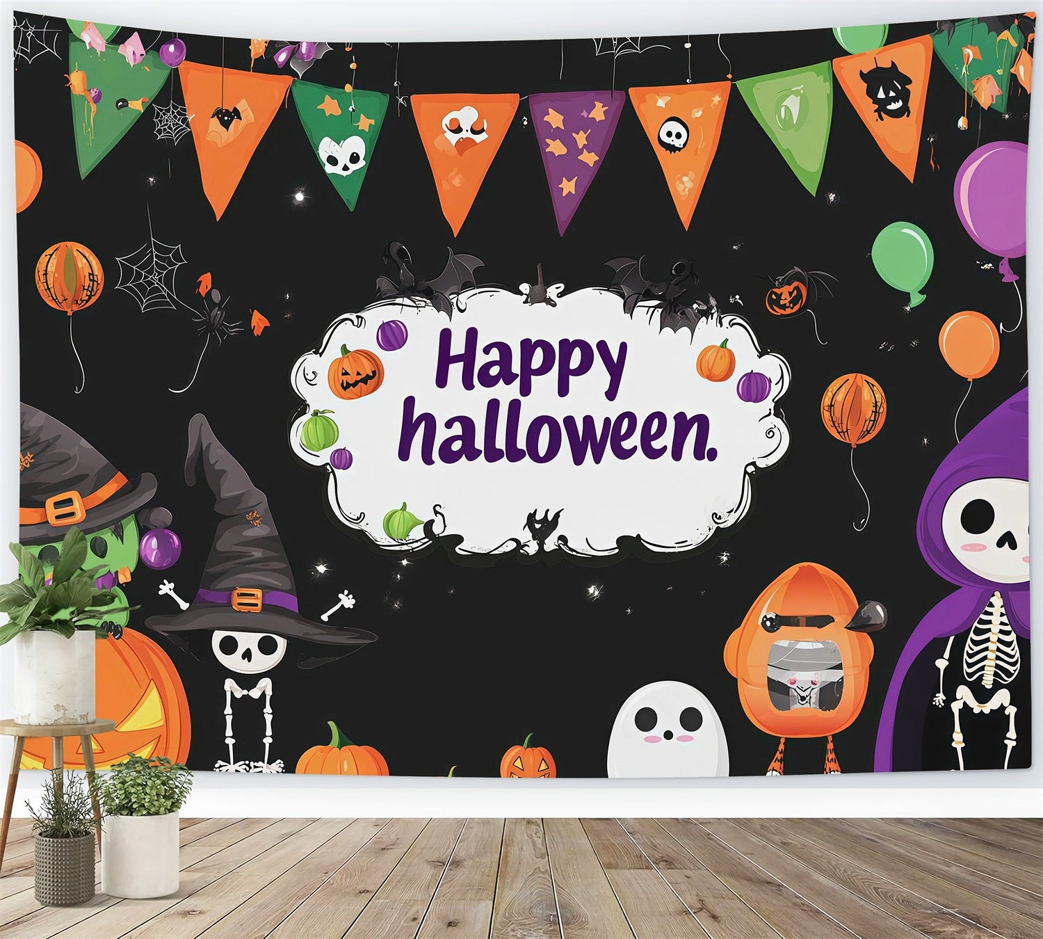 Halloween Party Backdrops Cute Skeleton Pumpkin Celebration Halloween Photo Booth Backdrop RR67-156