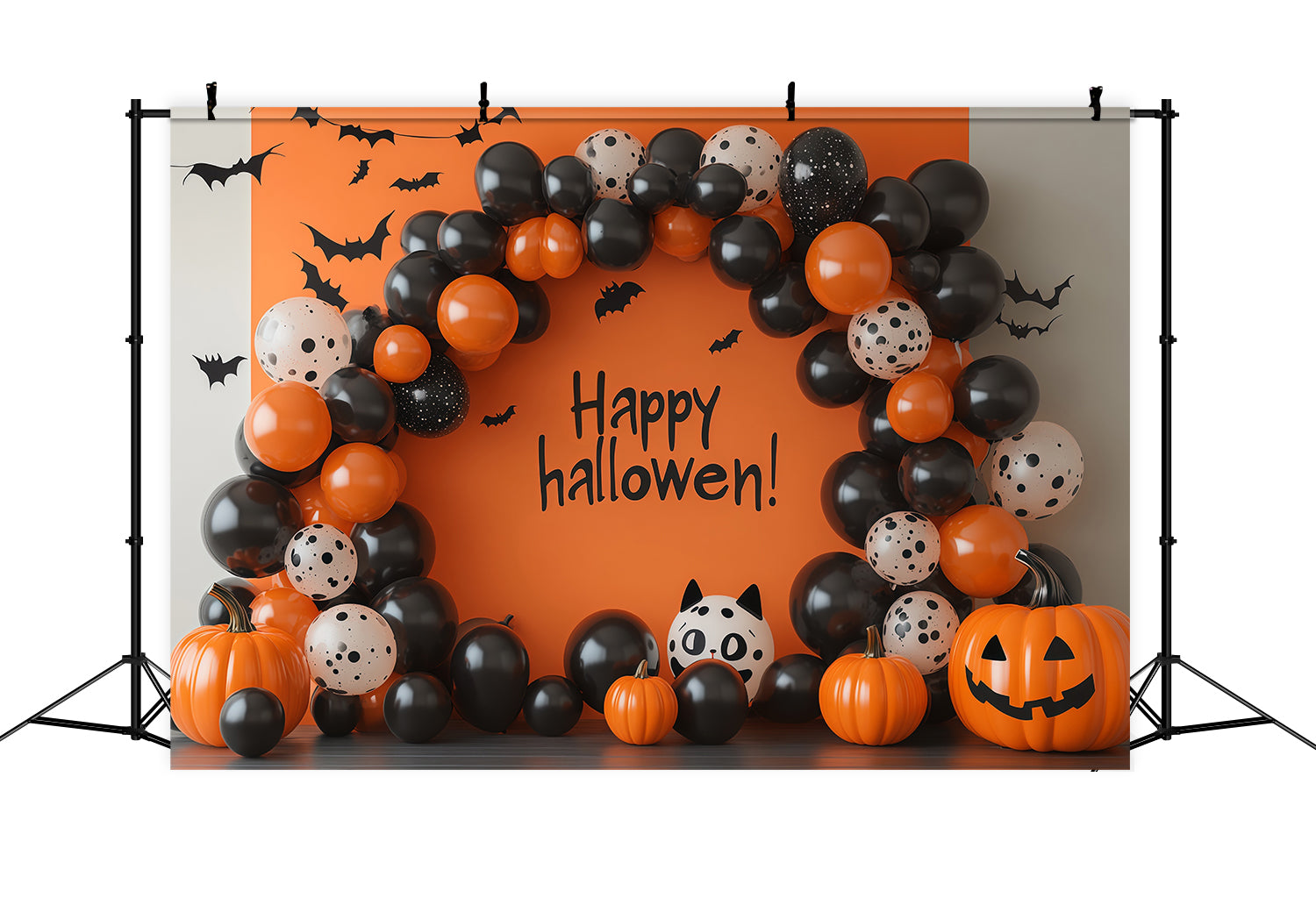 Halloween Backdrop Balloons Black Orange Decoration Diy Halloween Backdrop Ideas RR67-189