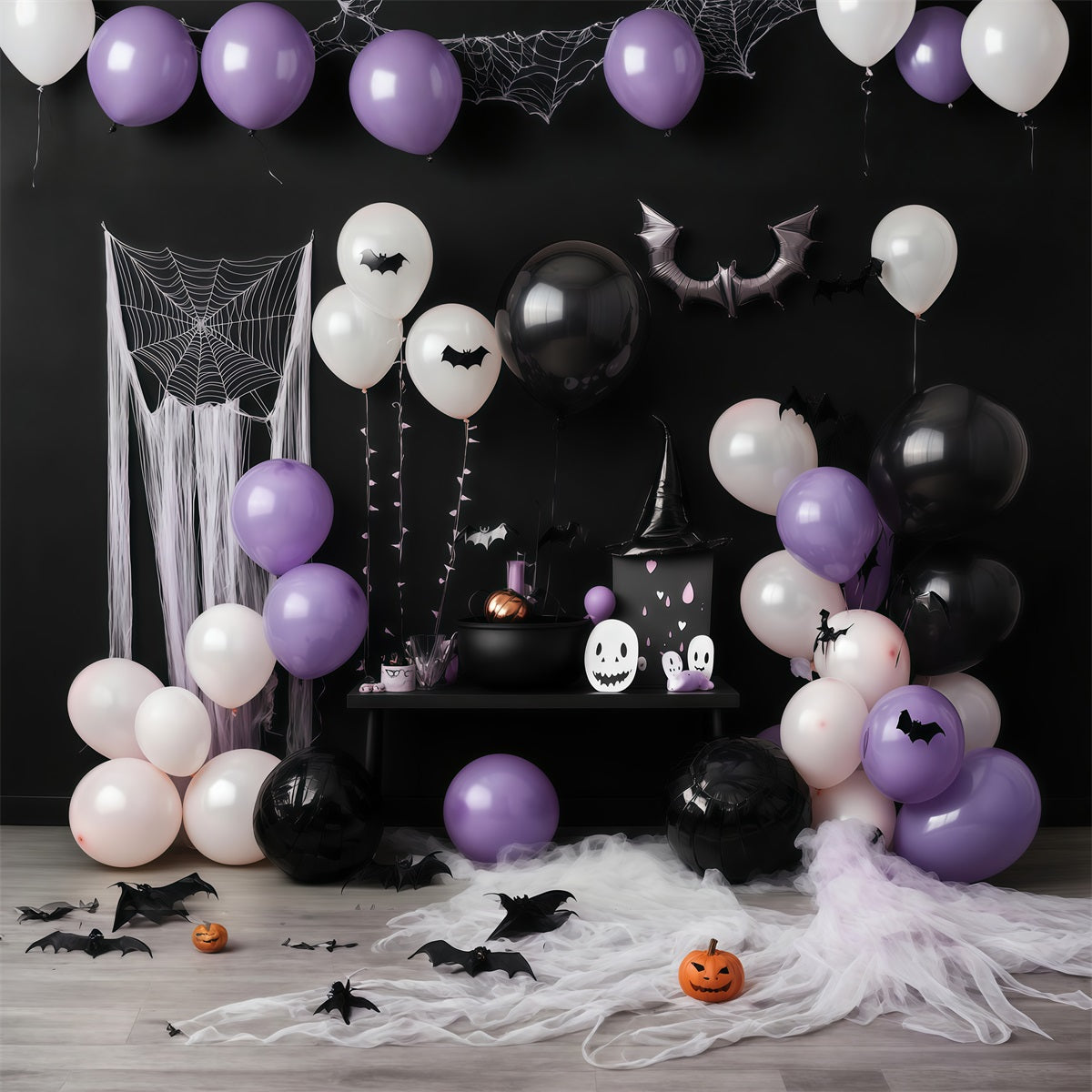 Halloween Balloon Arch Backdrop Witch Cauldron Party Halloween Baby Shower Backdrop RR67-198